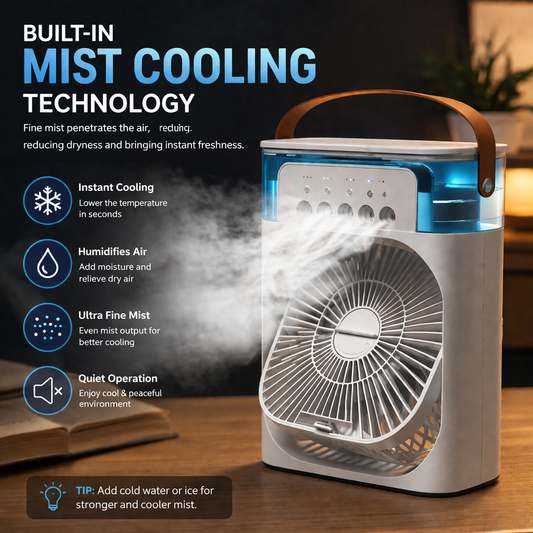 Multifunction Water Spray Mist Fan Air Cooler fan USB Electric Fan Portable Fan