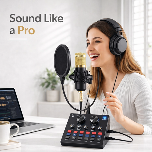 BM800 Condenser Mic with V8 Live USB Mixer Sound Card