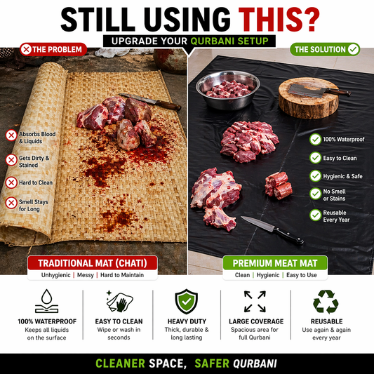 Meat Mat Premium Waterproof for Qurbani | Heavy Duty Reusable Cutting Sheet | Bakra Eid Hygiene Mat Pakistan