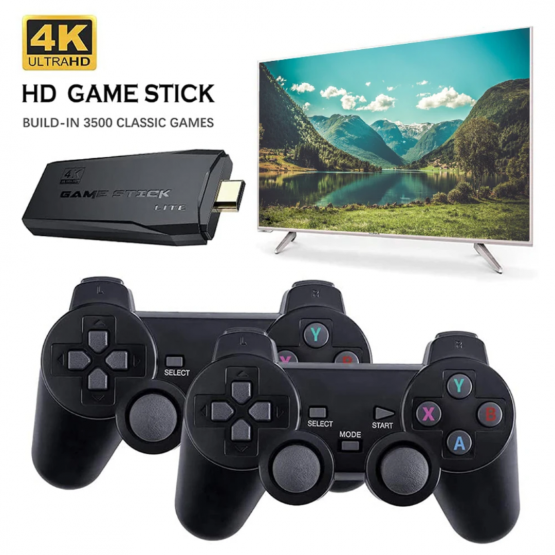 M8 Game Stick 4k With Dual Wireless Controllers And 20000+ Games