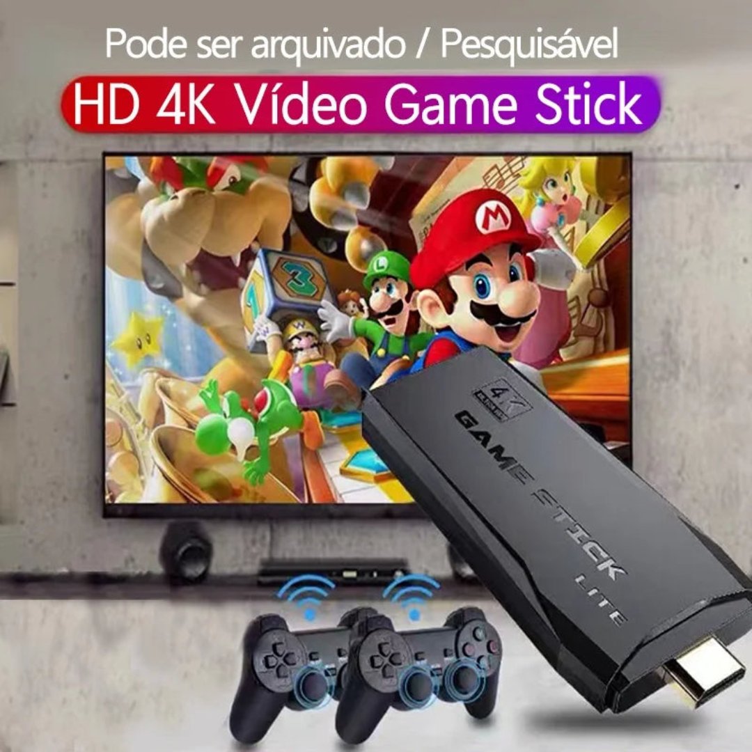 M8 Game Stick 4k With Dual Wireless Controllers And 20000+ Games