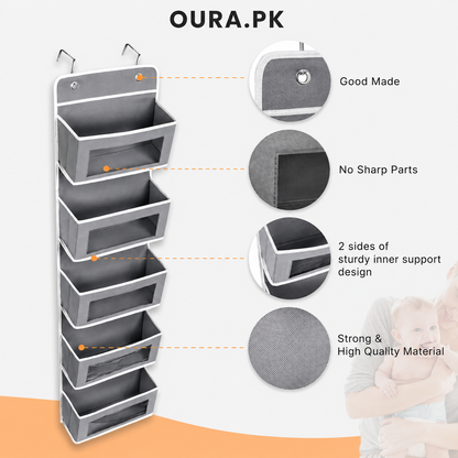 Over Door Hanging Organizer – 5 Pocket Storage Bag