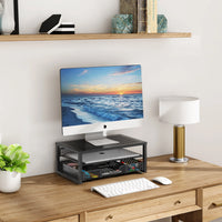 Thumbnail for Monitor Stand Riser with Storage Organizer – Metal Mesh Desk Shelf