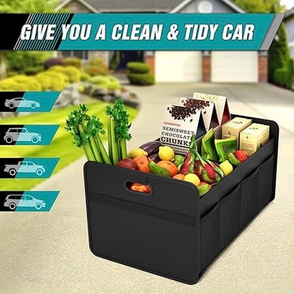 K KNODEL Car Trunk Organizer, Foldable Organizer for Car, Automotive Consoles & Organizers, Storage with Reinforced Handles (Small, Black)