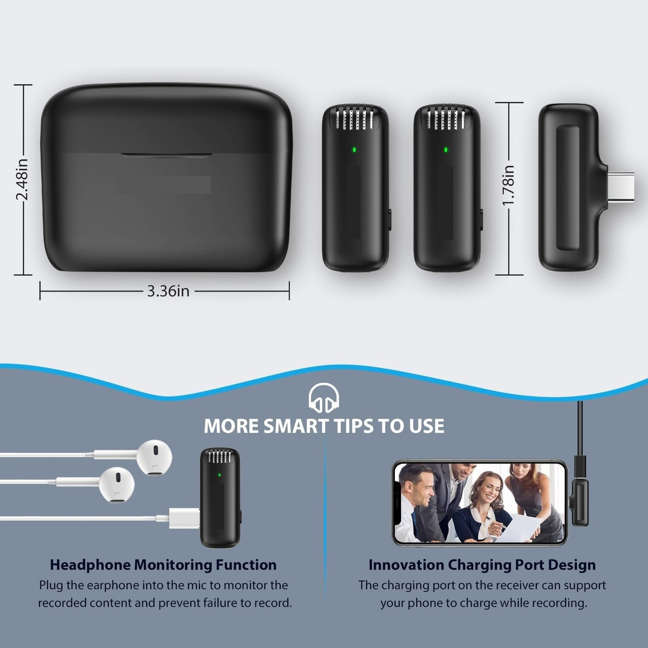 J13 Type C Dual Wireless Lavalier Microphone