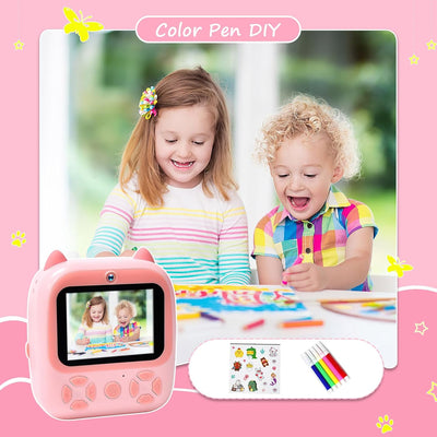 D8s Childrens Time Front/back Rear Hd digital Thermal Print Camera 1080p 48mp Purple