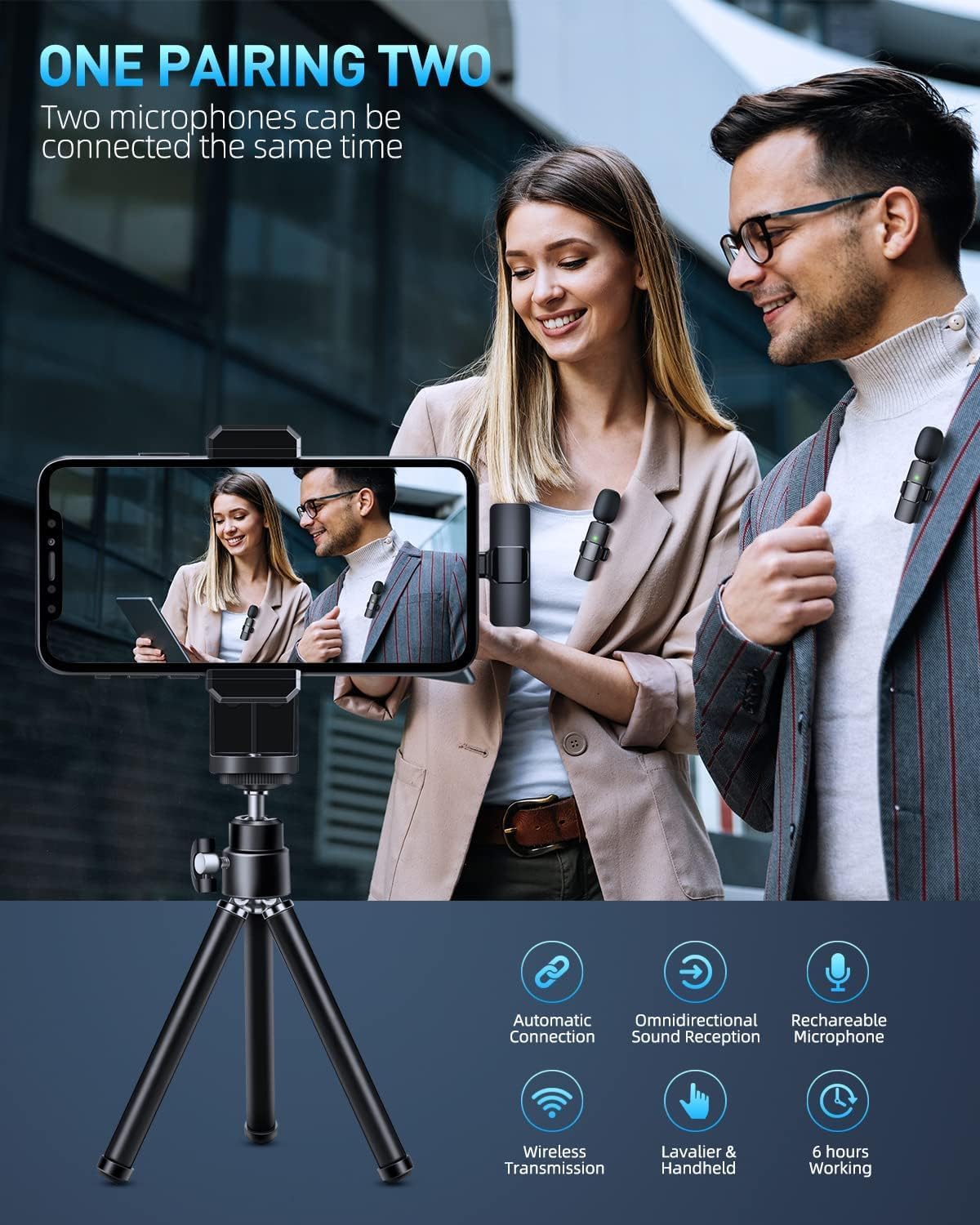 K11 2-In-1 Collar Wireless Microphone for iPhone & Android