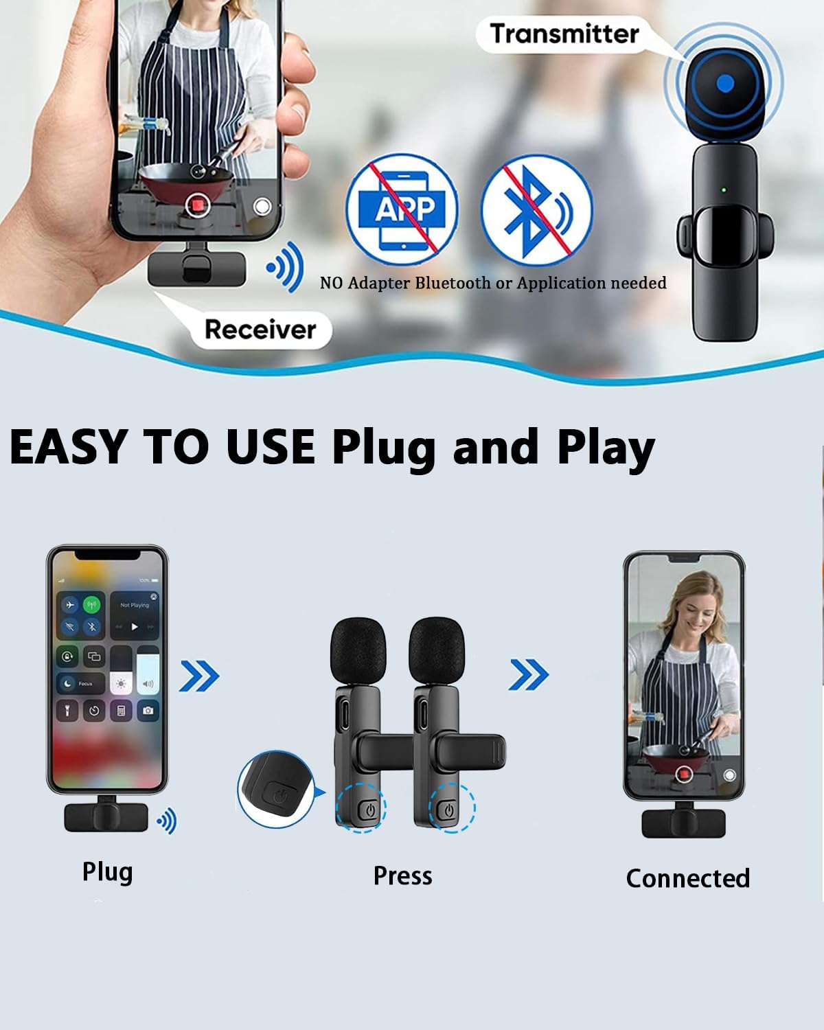 K11 2-In-1 Collar Wireless Microphone for iPhone & Android