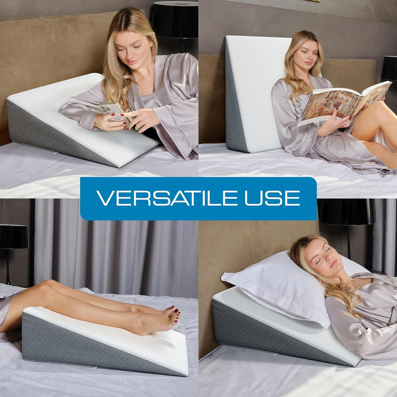 Bed Wedge Pillow with Memory Foam Top