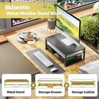 Thumbnail for Monitor Stand Riser with Storage Organizer – Metal Mesh Desk Shelf