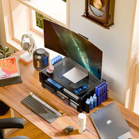 Thumbnail for Monitor Stand Riser with Storage Organizer – Metal Mesh Desk Shelf