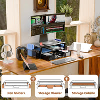 Thumbnail for Monitor Stand Riser with Storage Organizer – Metal Mesh Desk Shelf