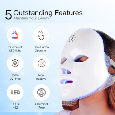 7 Colors LED Facial Mask Light Therapy at Home Rejuvenation Facial Skin Care Mask