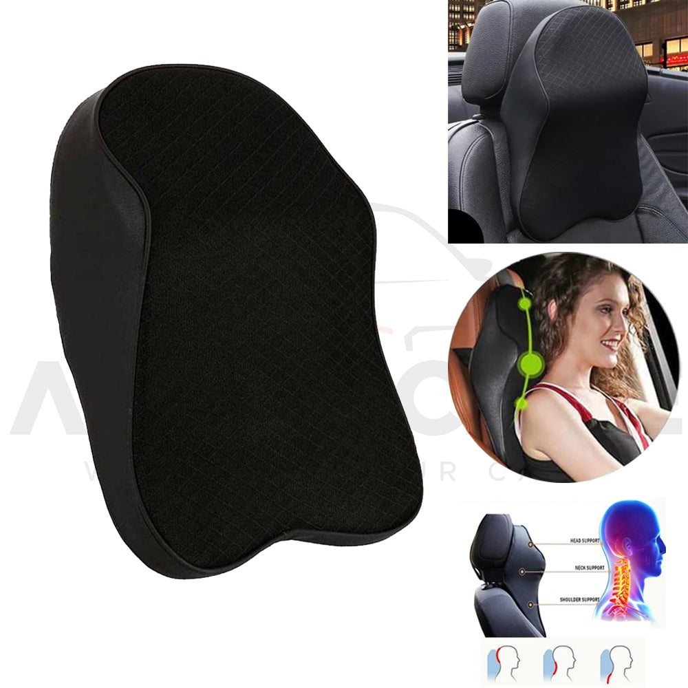 Universal Imported Leather Neckrest Backrest Mix Thread | Car Neck Pillow