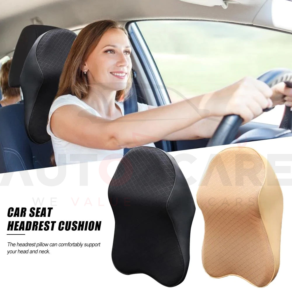 Universal Imported Leather Neckrest Backrest Mix Thread | Car Neck Pillow